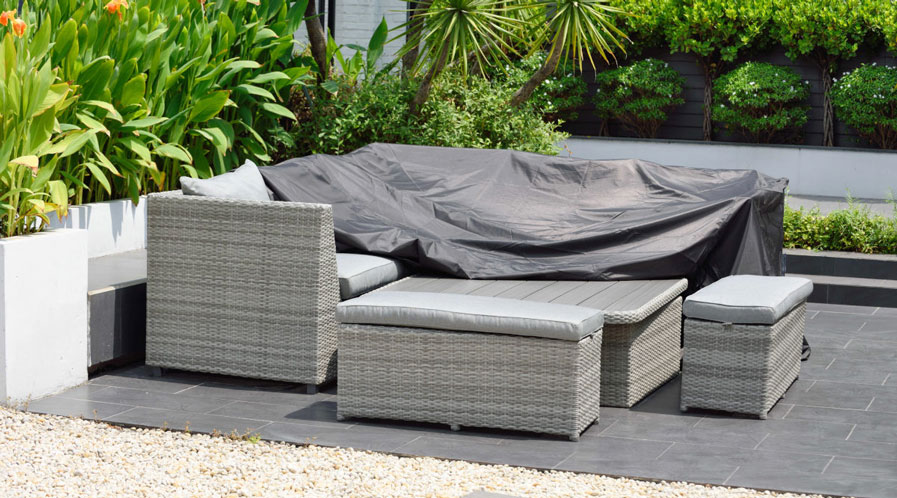 Aruba Rattan Corner Set Partly Covered